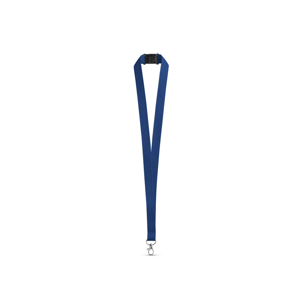 LEEDS promotional lanyard in blue with custom logo branding