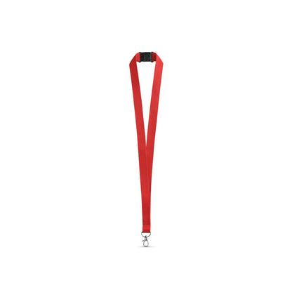 LEEDS promotional lanyard in red with custom logo branding