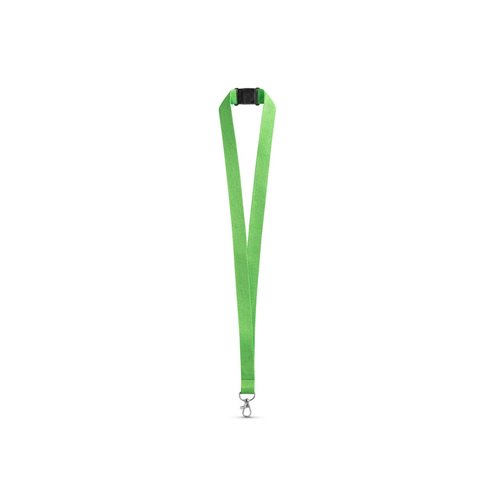 LEEDS promotional lanyard in light green with custom logo branding