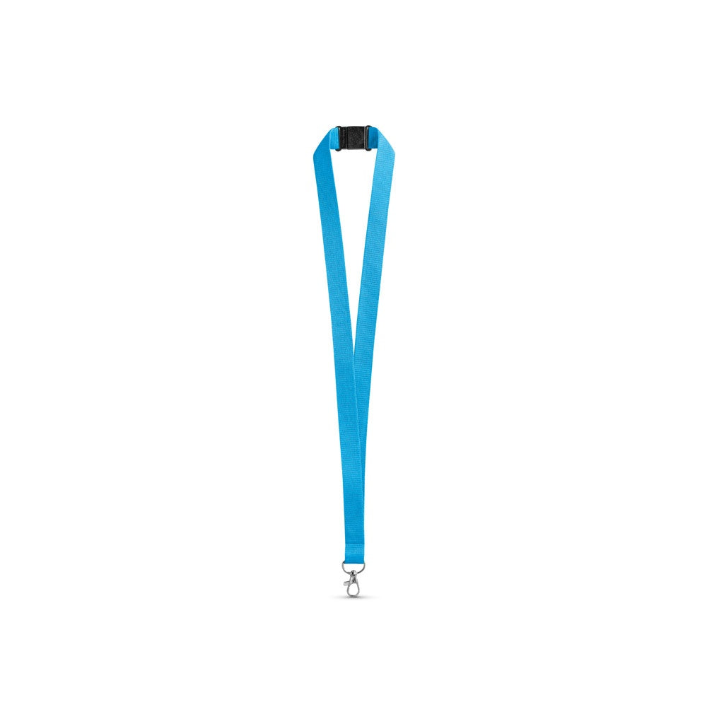 LEEDS promotional lanyard in light blue with custom logo branding