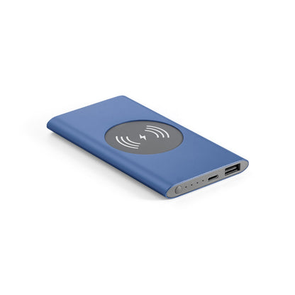 CASSINI promotional power bank in blue with custom logo branding