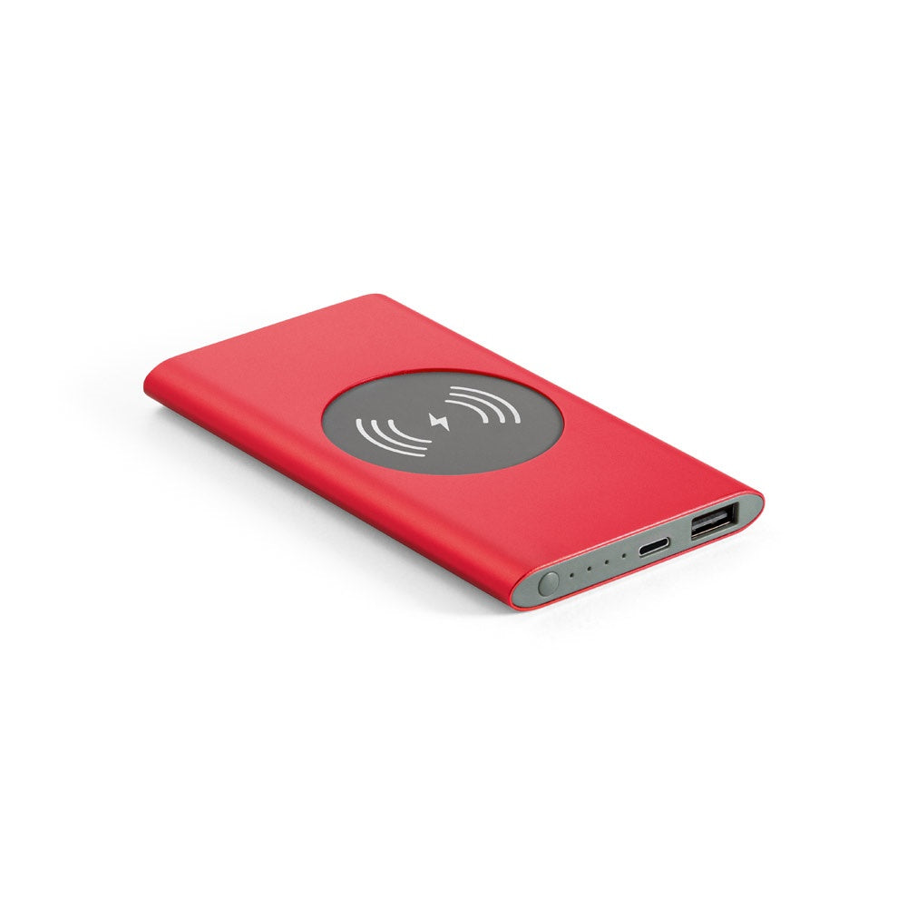 CASSINI promotional power bank in red with custom logo branding