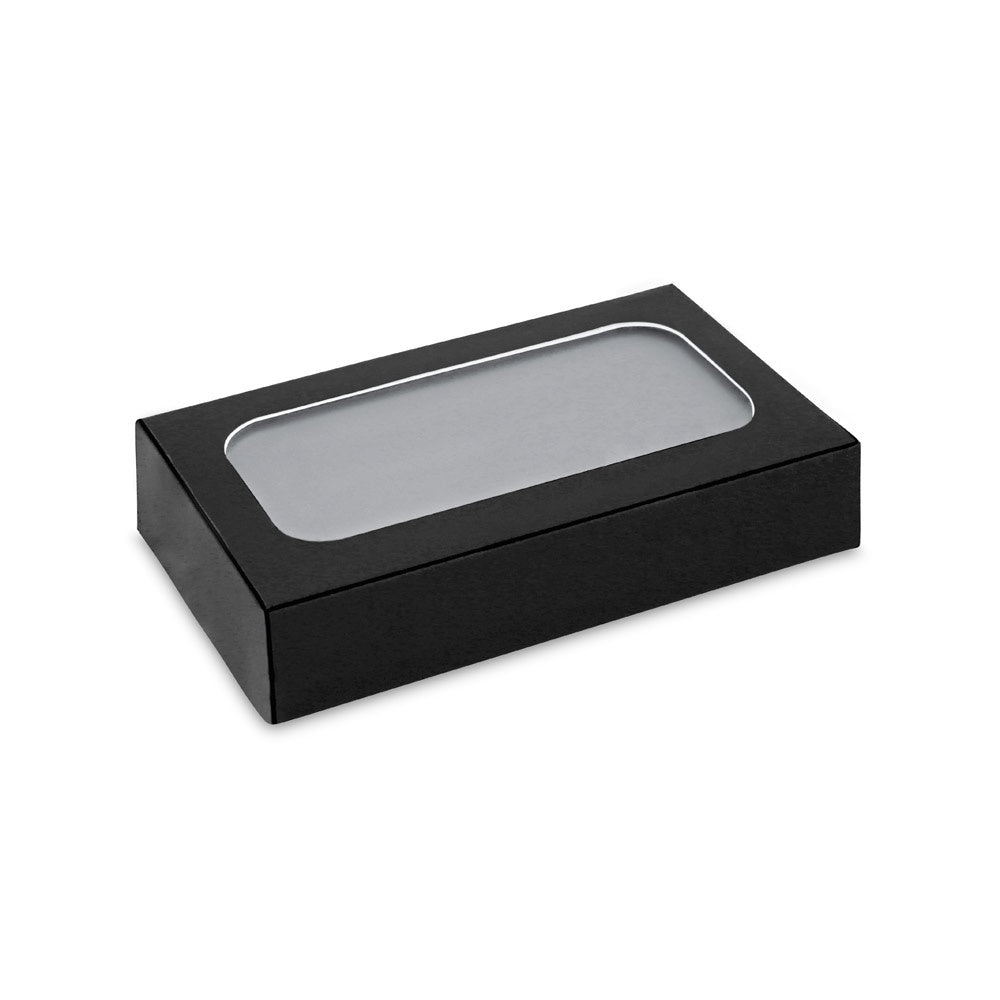 CASSINI promotional power bank in satin silver (gift box packaging) with custom logo branding
