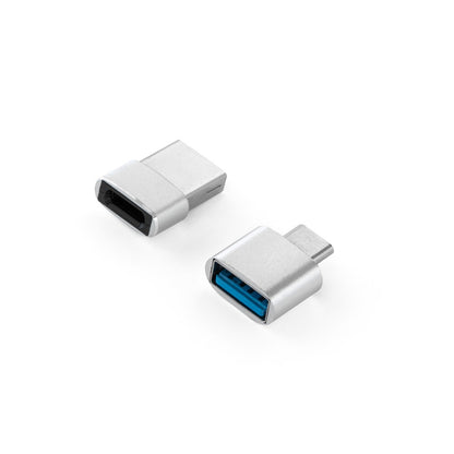 MINSKY promotional tech gadget in satin silver (detail view) with custom logo branding