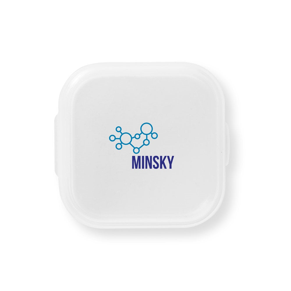 MINSKY promotional tech gadget in satin silver with custom logo branding