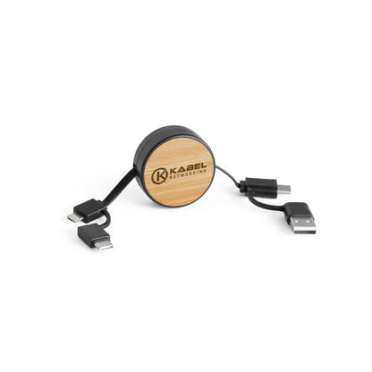 RUBINS promotional tech gadget in black with custom logo branding