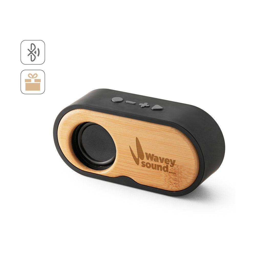 TILLY promotional speaker (complete set view) with custom logo branding