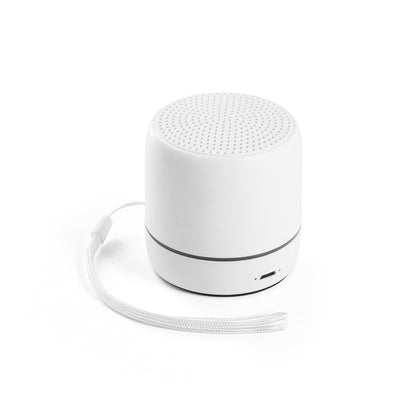 TURING promotional speaker in white with custom logo branding