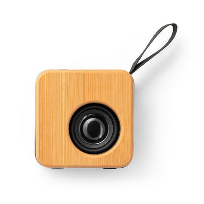 MAYER promotional speaker in black (detail view) with custom logo branding