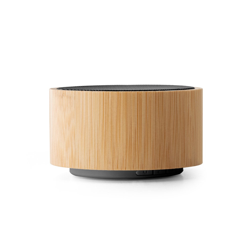 ARBER promotional speaker in natural (detail view) with custom logo branding