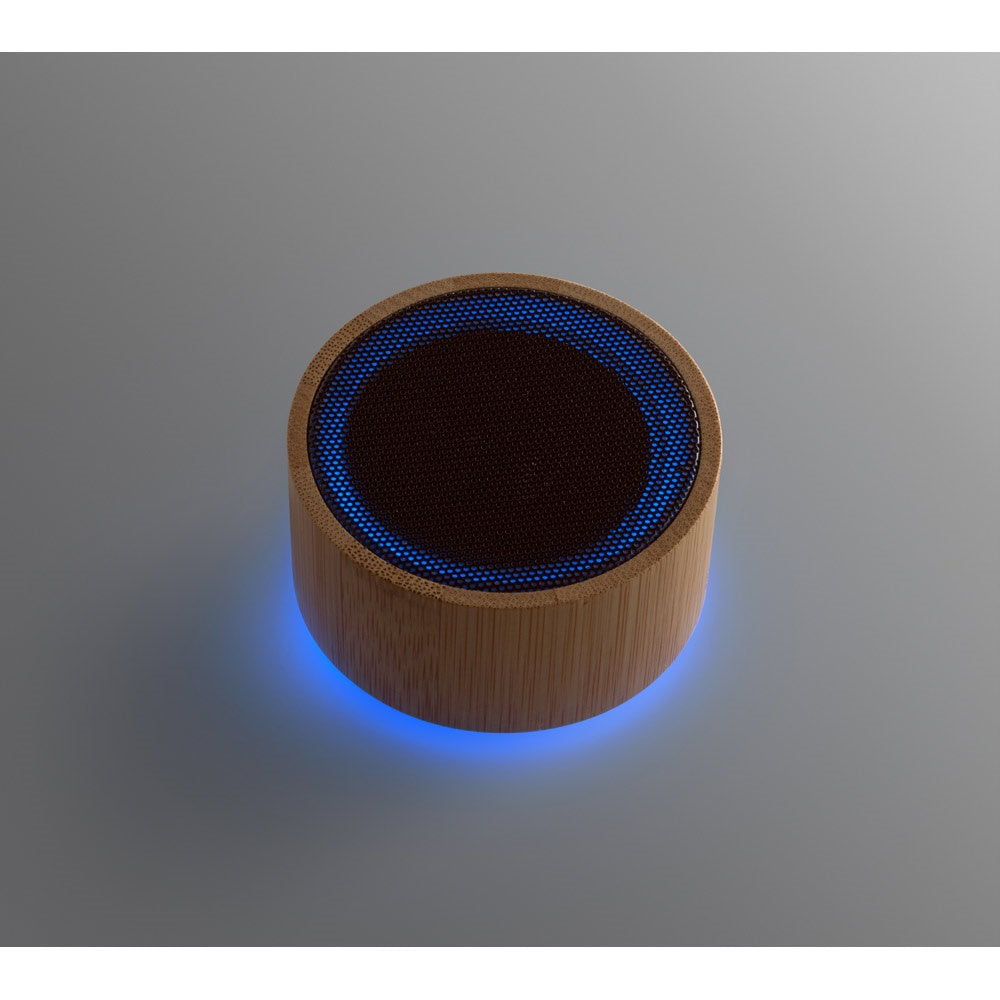 ARBER promotional speaker in natural (detail view) with custom logo branding