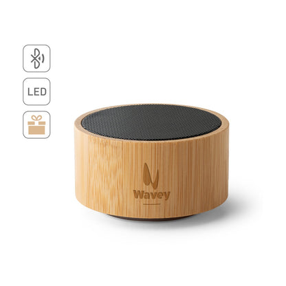 ARBER promotional speaker (complete set view) with custom logo branding