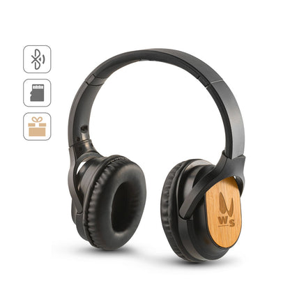 GOULD promotional headphones (complete set view) with custom logo branding