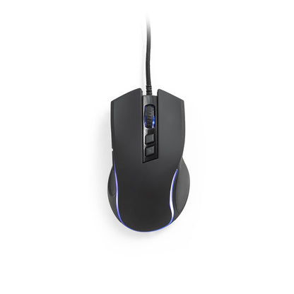 THORNE MOUSE RGB promotional tech gadget in black (detail view) with custom logo branding