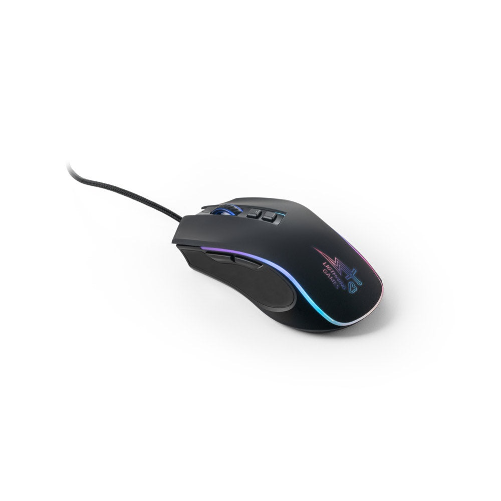 THORNE MOUSE RGB promotional tech gadget in black with custom logo branding