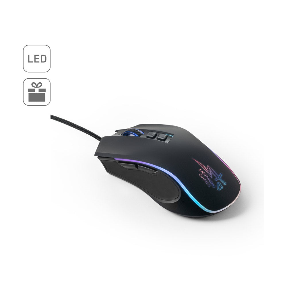 THORNE MOUSE RGB promotional tech gadget (complete set view) with custom logo branding