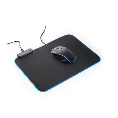 THORNE MOUSEPAD RGB promotional USB drive in black (detail view) with custom logo branding