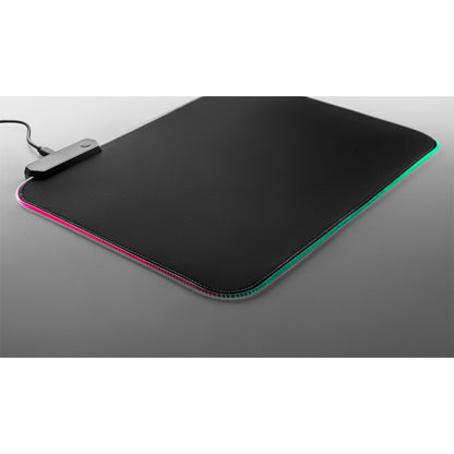 THORNE MOUSEPAD RGB promotional USB drive in black (detail view) with custom logo branding