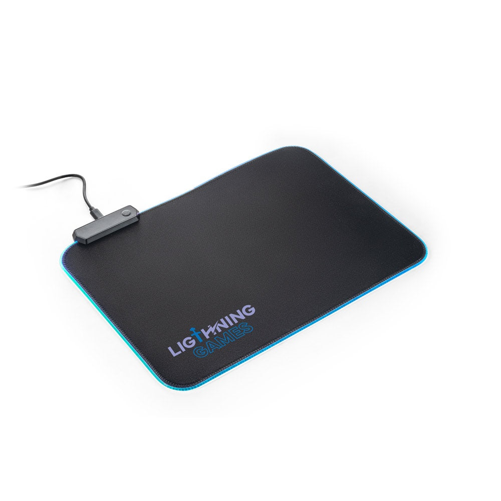 THORNE MOUSEPAD RGB promotional USB drive in black with custom logo branding