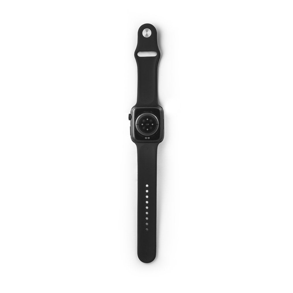 WILES promotional smart watch in black (detail view) with custom logo branding