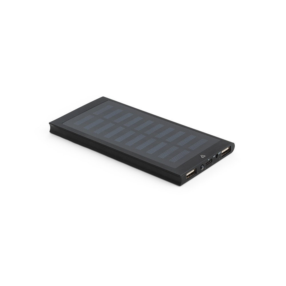 CLERK promotional power bank in black with custom logo branding