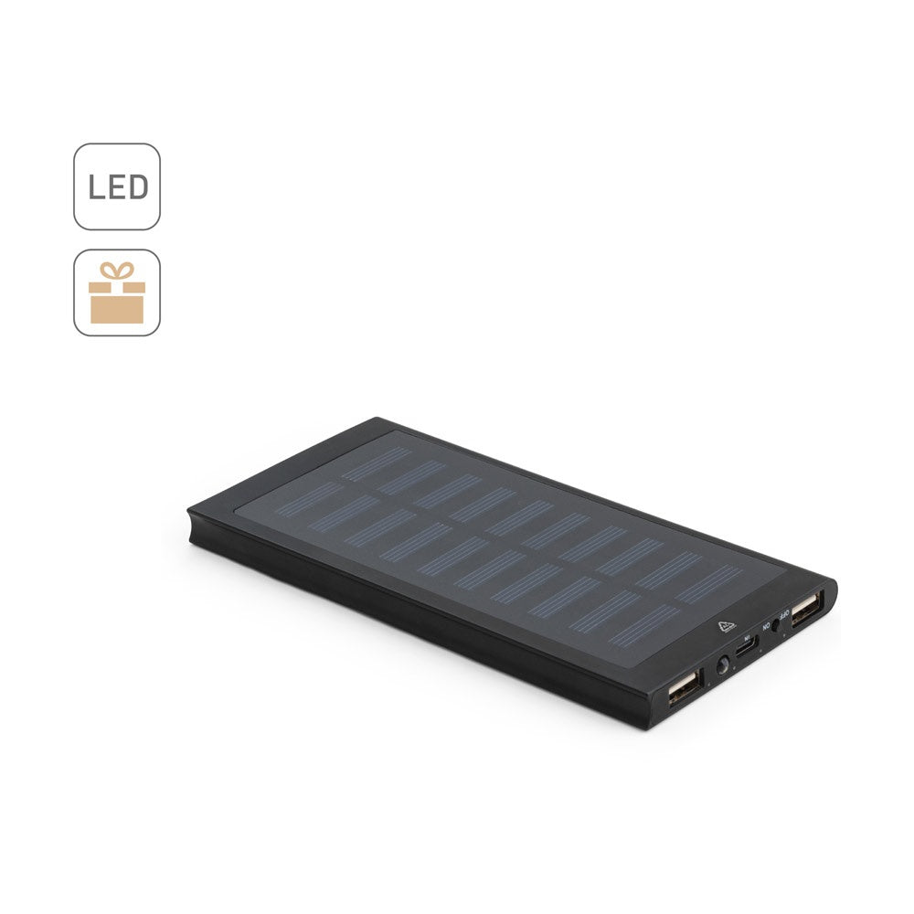 CLERK promotional power bank (complete set view) with custom logo branding