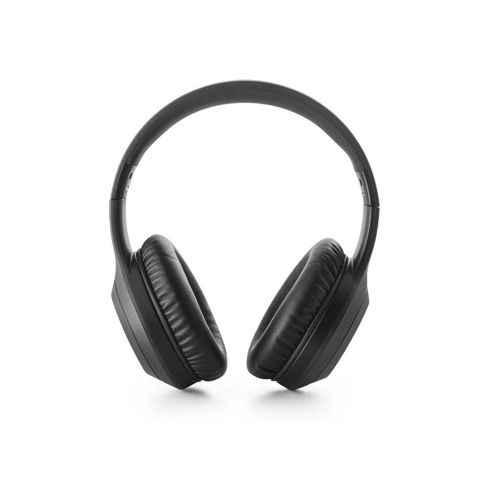 BETTENCOURT promotional headphones in black (detail view) with custom logo branding