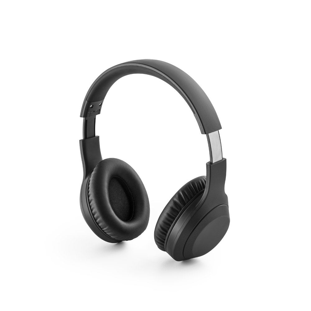 BETTENCOURT promotional headphones in black (detail view) with custom logo branding