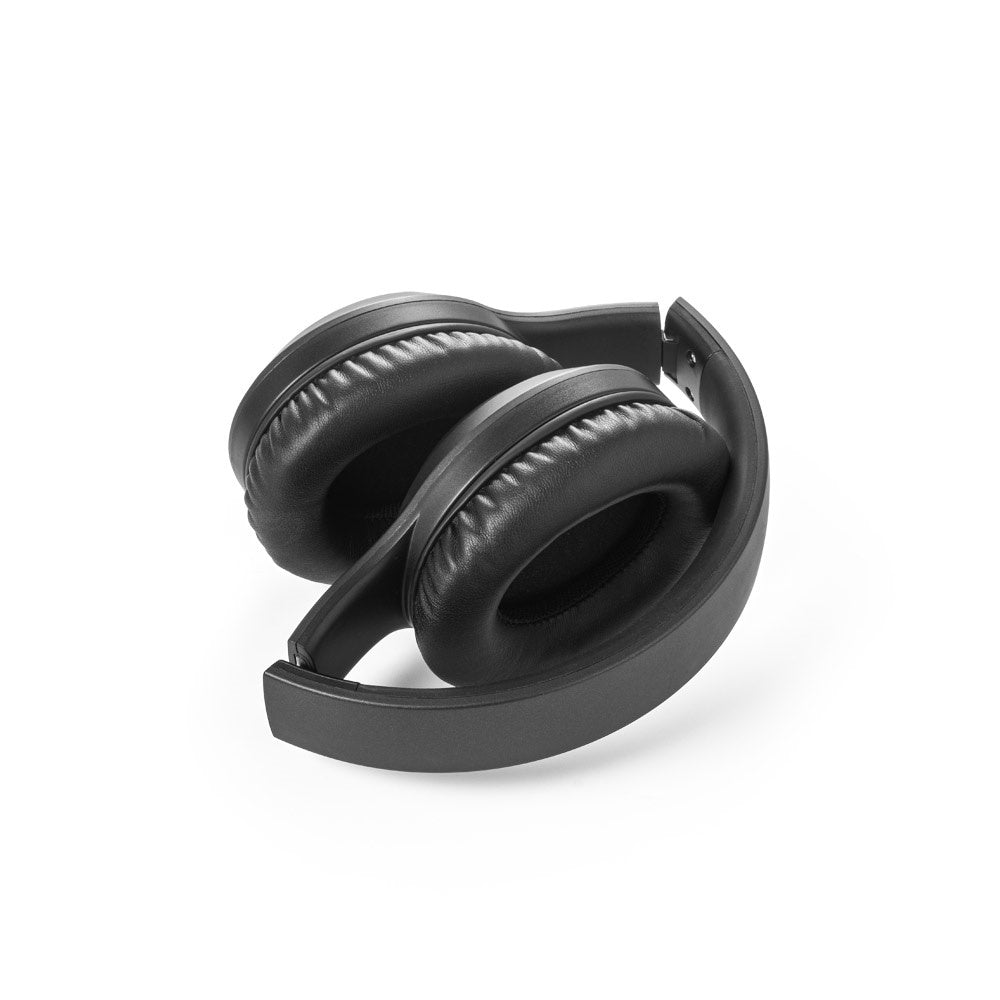 BETTENCOURT promotional headphones in black (detail view) with custom logo branding