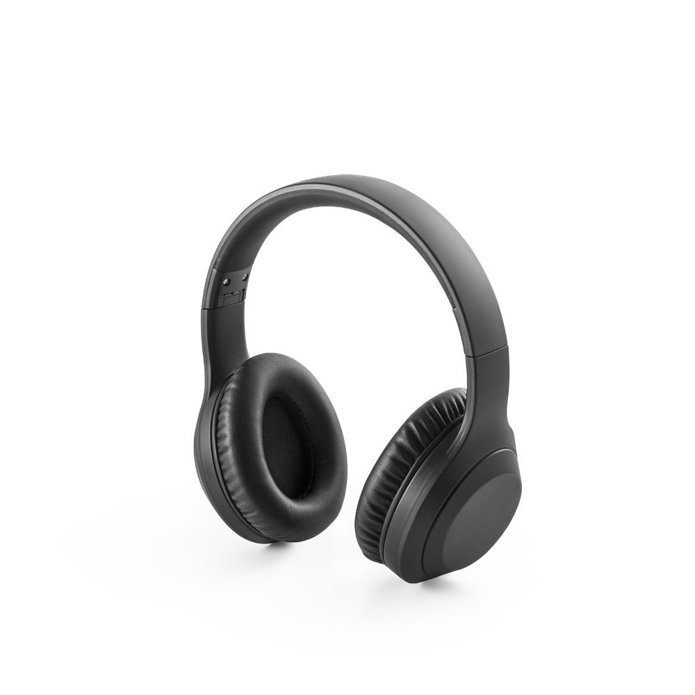BETTENCOURT promotional headphones in black with custom logo branding