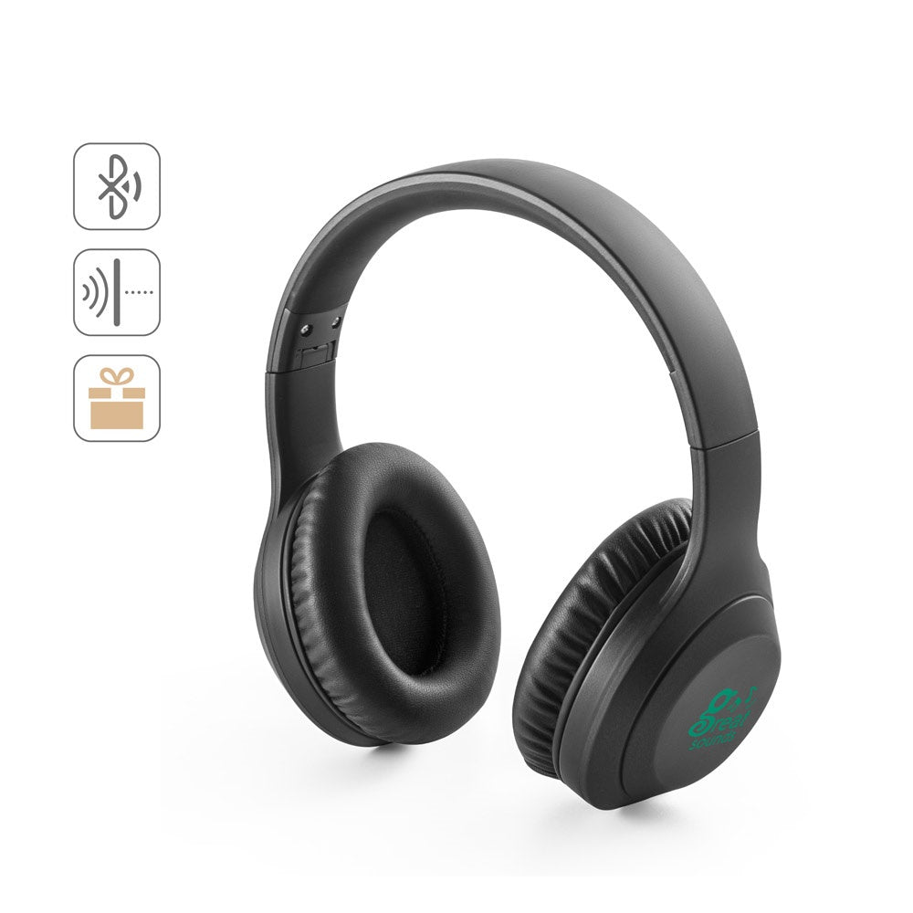BETTENCOURT promotional headphones (complete set view) with custom logo branding