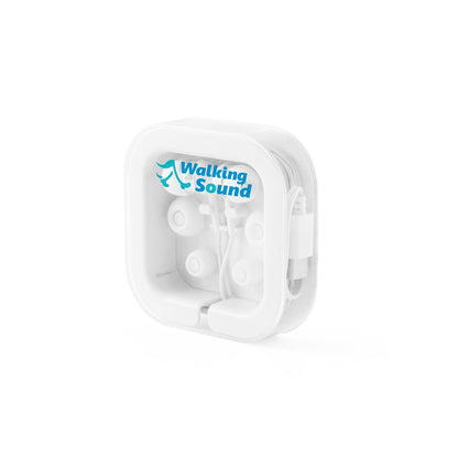 PRESLEY promotional headphones in white with custom logo branding