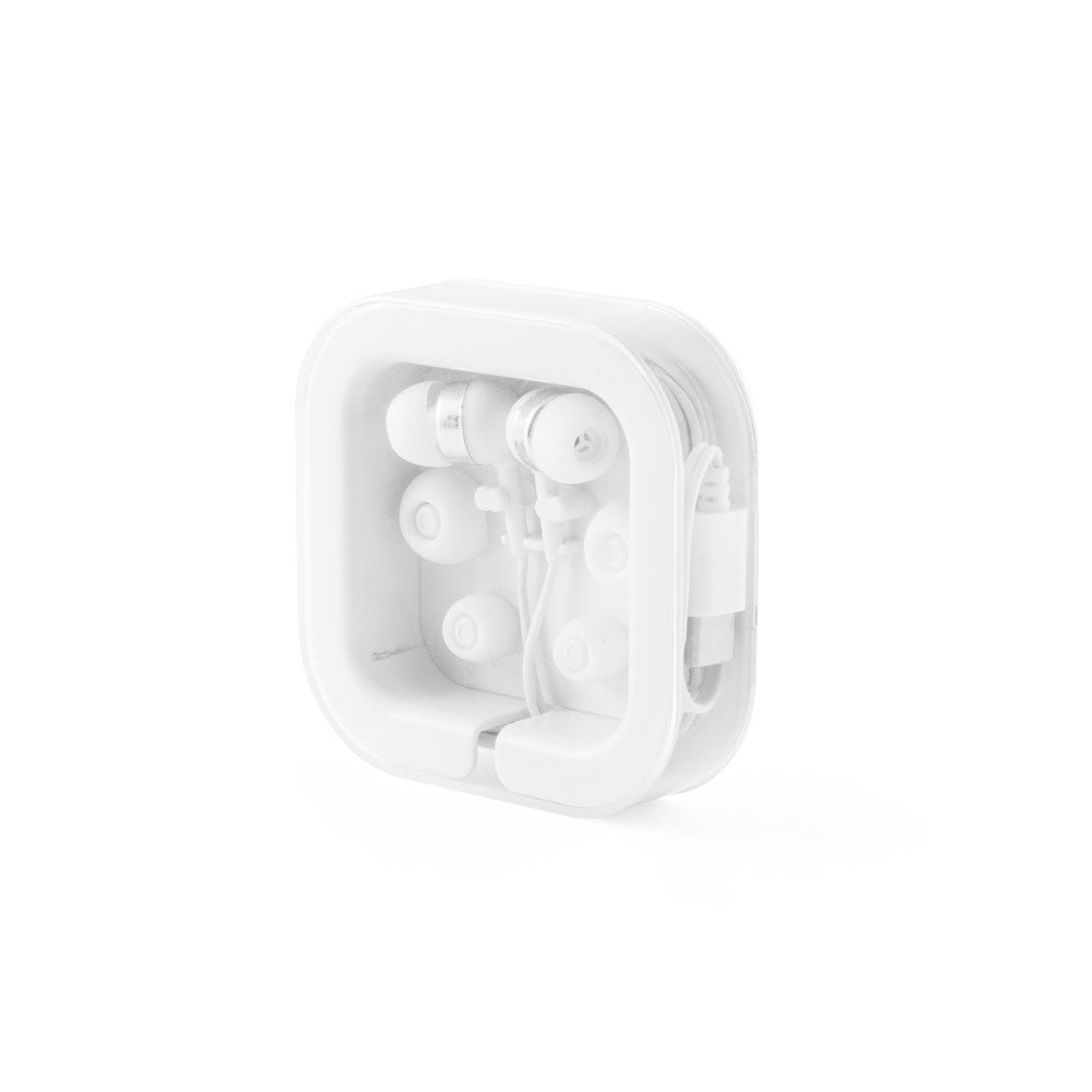 PRESLEY promotional headphones in white with custom logo branding