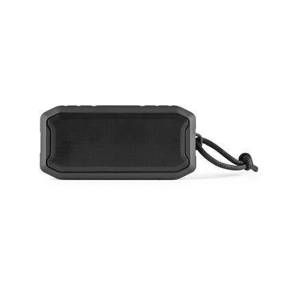 SHEERAN promotional speaker in black (detail view) with custom logo branding
