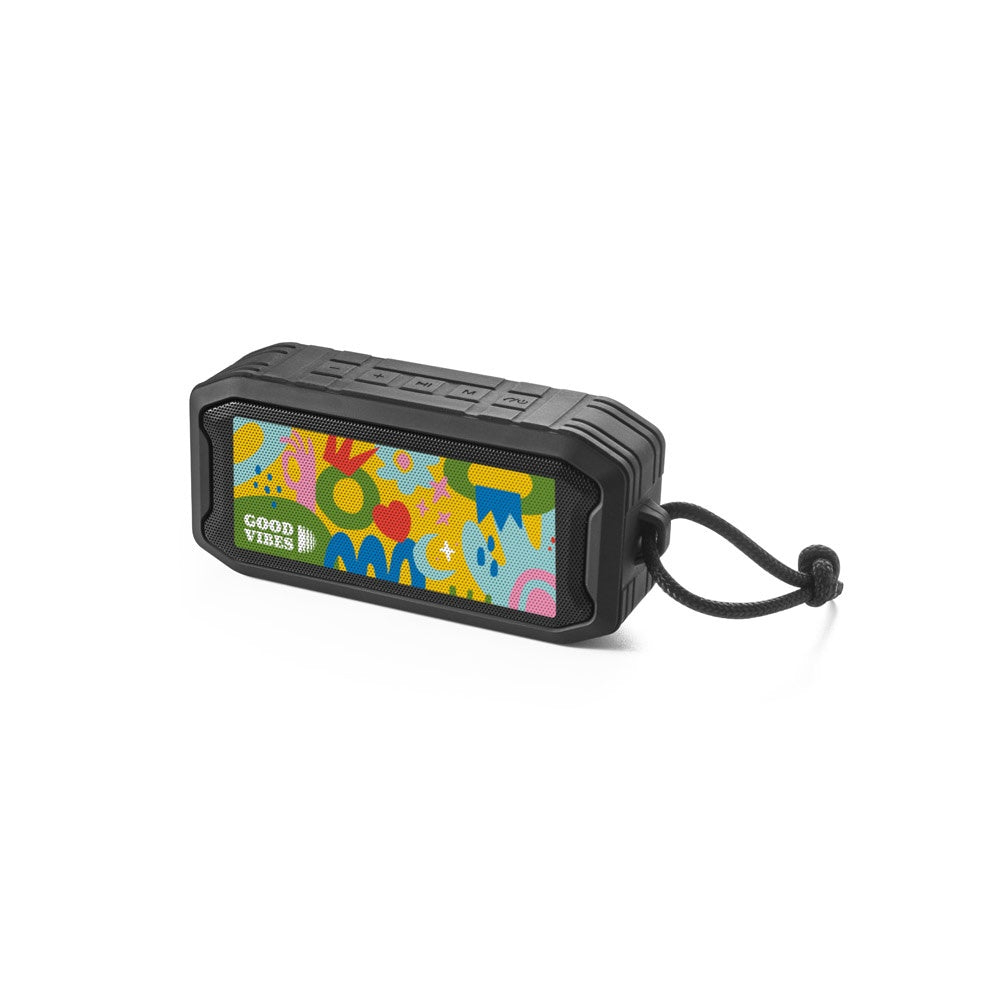 SHEERAN promotional speaker in black with custom logo branding