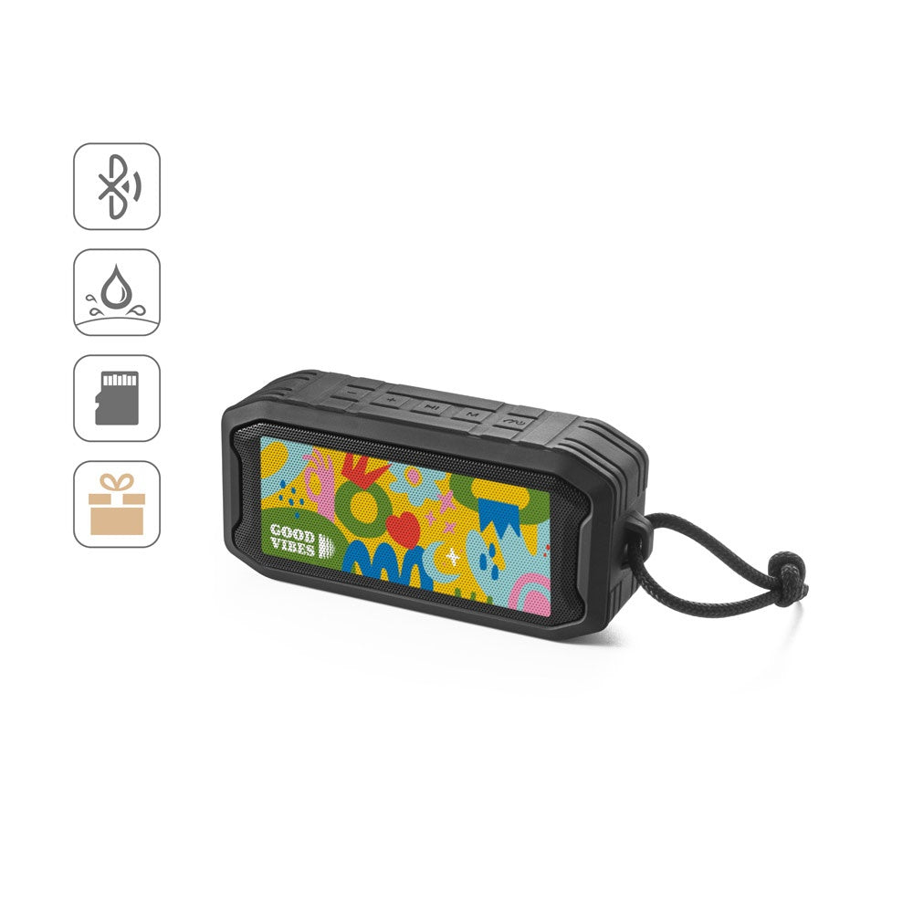 SHEERAN promotional speaker (complete set view) with custom logo branding