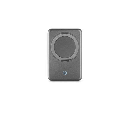 WARSHEL 5 promotional power bank in dark grey (detail view) with custom logo branding