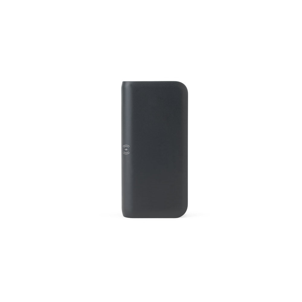 BECKER 20 promotional power bank in black (detail view) with custom logo branding