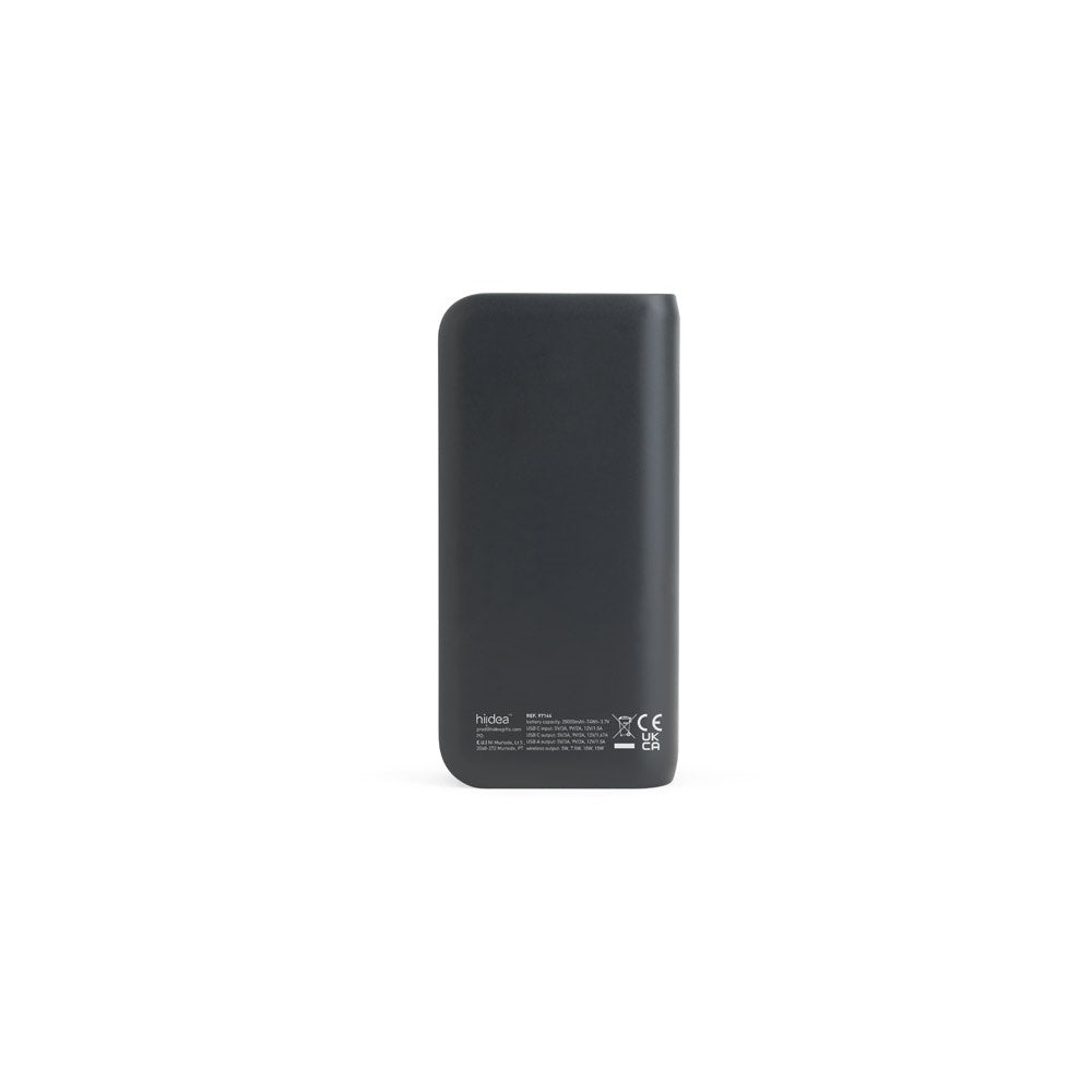 BECKER 20 promotional power bank in black (detail view) with custom logo branding