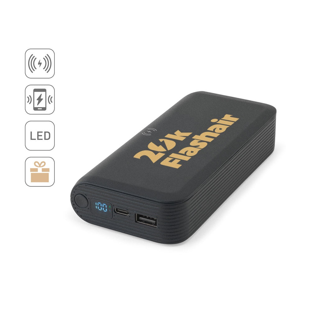 BECKER 20 promotional power bank (complete set view) with custom logo branding