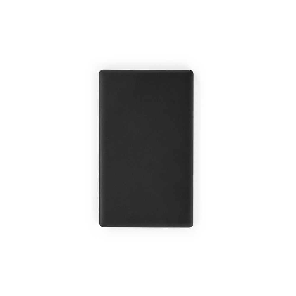 WIGNER promotional power bank in black (detail view) with custom logo branding