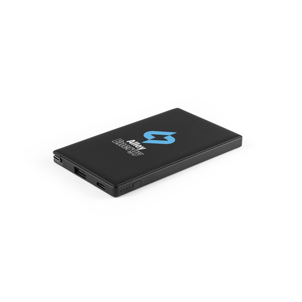 WIGNER promotional power bank in black with custom logo branding