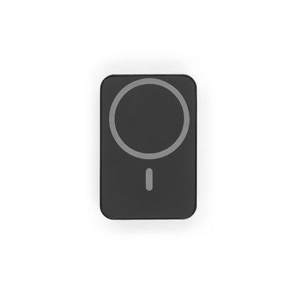 AMPERE 5 promotional power bank in black (detail view) with custom logo branding