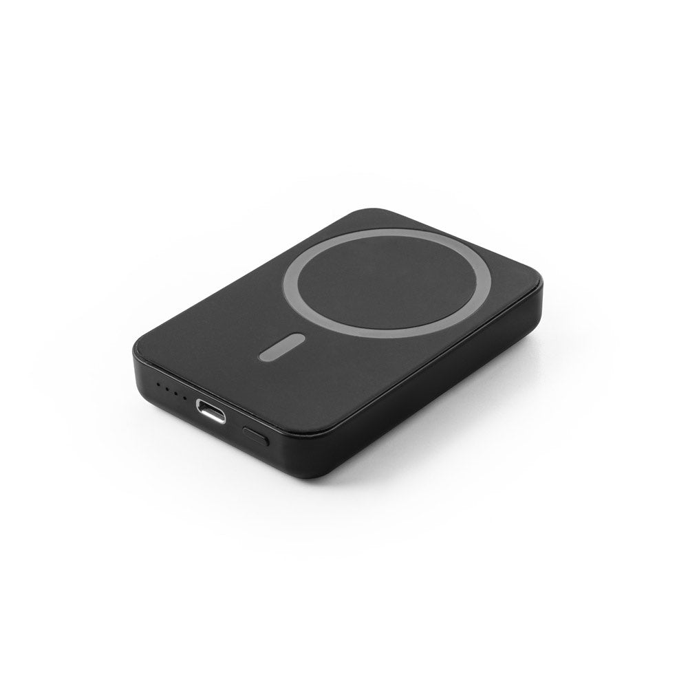 AMPERE 5 promotional power bank in black with custom logo branding
