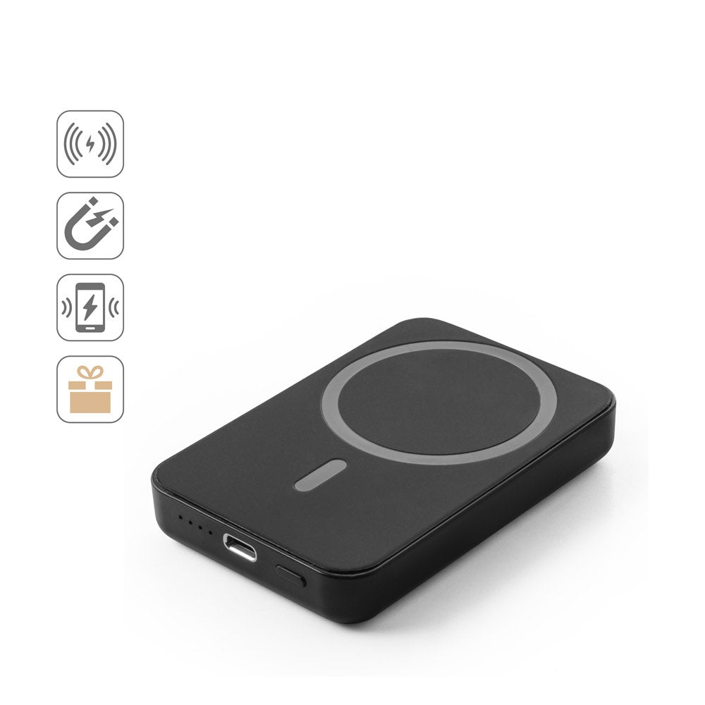 AMPERE 5 promotional power bank (complete set view) with custom logo branding