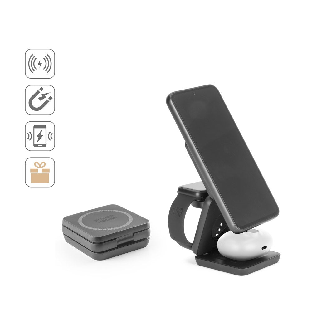 BROGLIE promotional power bank (complete set view) with custom logo branding