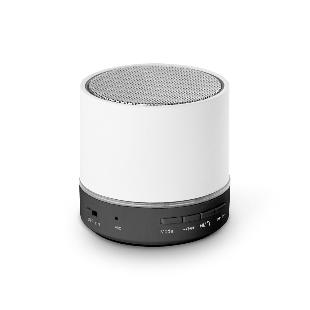 RE-PEREY promotional speaker in white with custom logo branding