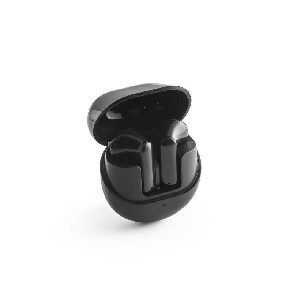 BURTON promotional headphones in black (detail view) with custom logo branding