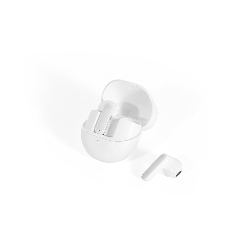 BURTON promotional headphones in white (detail view) with custom logo branding