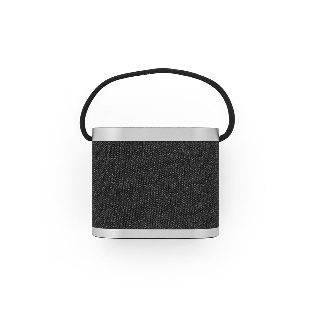 GUETTA promotional speaker in dark grey (detail view) with custom logo branding